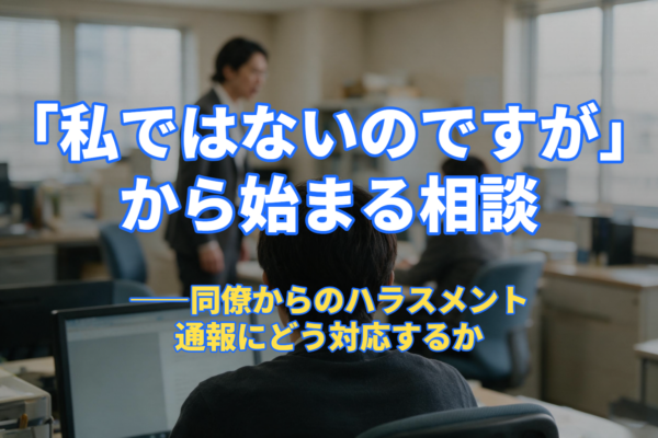 「私ではないのですが」から始まる相談――同僚からのハラスメント通報にどう対応するか
